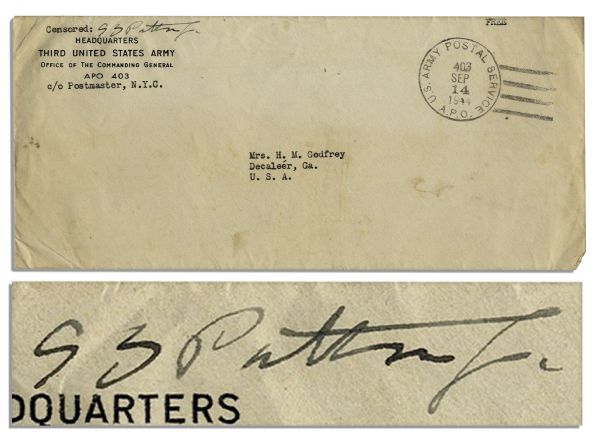 Censored 1944 War Department Envelope Signed By General Patton