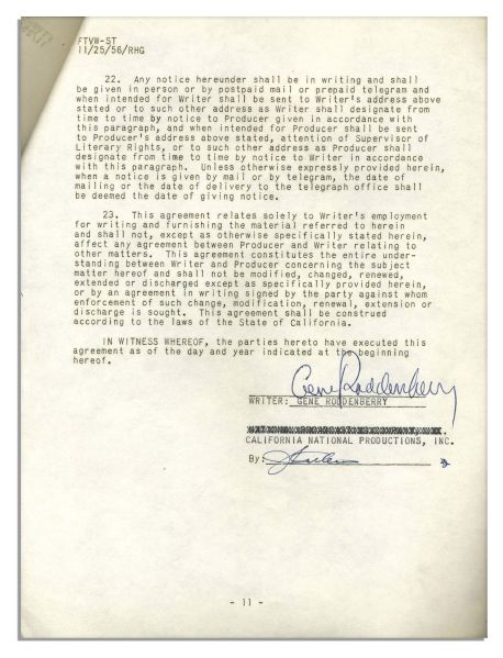 Possibly Gene Roddenberry's First Signed TV Contract