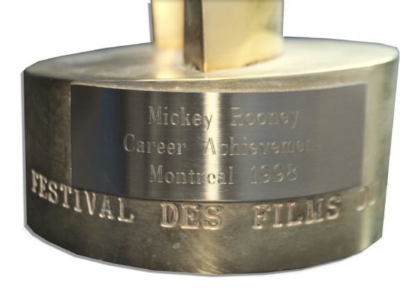Mickey Rooney's Montreal World Film Festival Award From 1998 -- With an LOA from Mickey Rooney