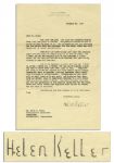 Helen Keller Letter Signed -- On the Loss of Lifelong Teacher & Friend Anne Sullivan -- ...it is winter in my life since the guardian angel of fifty years no longer walks by my side on earth...