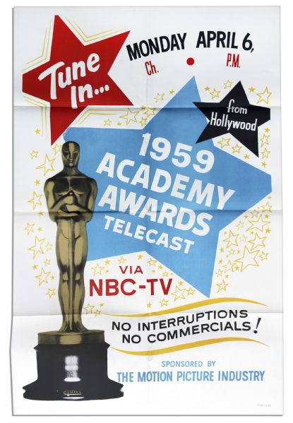 Giant 27'' x 41'' Poster Advertising The 31st Academy Awards in 1959