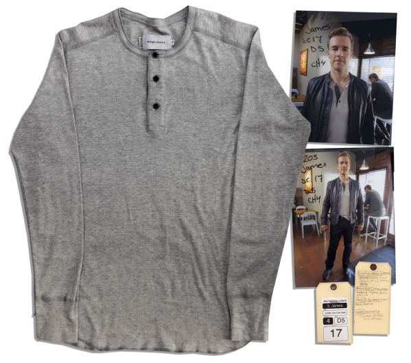 James Van Der Beek Screen Worn Shirt From His Sitcom ''Don't Trust The B---- In Apartment 23'' -- With Wardrobe Department Tag Showing Him Wearing The Shirt in 2 Photos & 20th Century Fox COA