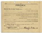 Edsel Ford Document Signed as President of Ford Motor Company for a 1929 Stockholders' Meeting -- Lot Also Includes Document Signed by Clara Ford, Henry Ford's Wife