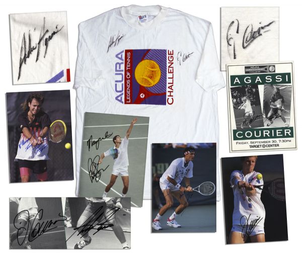 Excellent Lot of Tennis Autographs -- Signatures Include 3 World No. 1 Players -- Andre Agassi, Jim Courier, Pete Sampras & David Wheaton