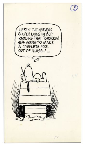 Charles Schulz ''Peanuts'' Original Artwork Starring Snoopy as a Golfer