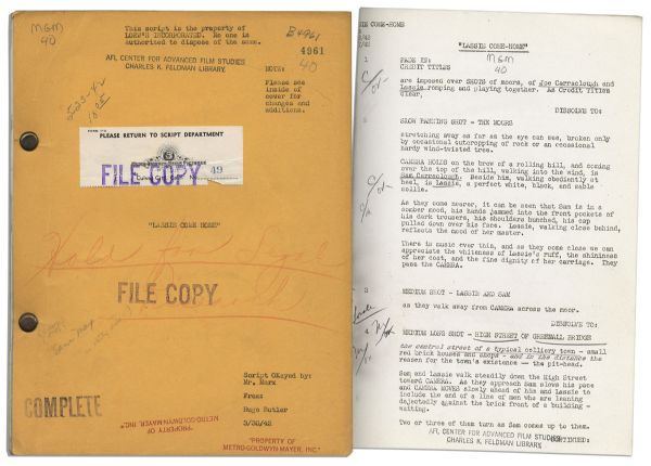 MGM's ''Lassie Come Home'' Script -- The Original Lassie Film -- With Hand Notations From MGM Personnel