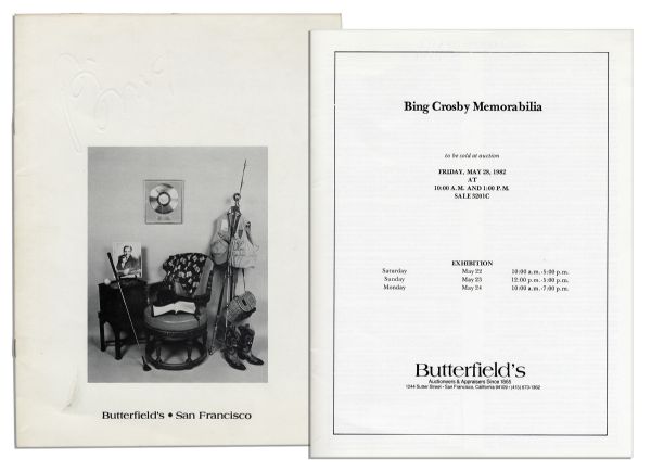 Catalog From The Bing Crosby Estate Auction Held by Butterfield's in San Francisco in 1982