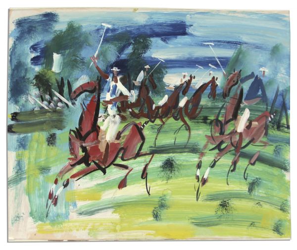 Darryl F. Zanuck Personally Owned 24'' x 20'' Painting of a Polo Scene
