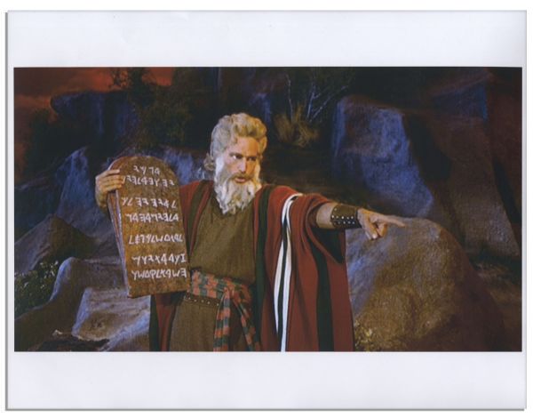 The Ten Commandments Prop From The Film ''The Ten Commandments'', Directed by Cecil B. DeMille  -- Held by Charleton Heston in His Iconic Role as Moses -- With Still Photos From On-Set
