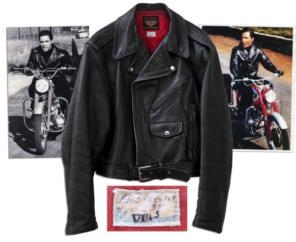 Elvis Presley Worn Black Leather Harley Davidson Motorcycle Jacket From His 1964 Musical Film ''Roustabout''