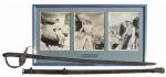 Errol Flynn Screen Used Rapier Sword From The Charge of the Light Brigade -- With A Handsome Framed Trio of Vintage Photos of Flynn Using The Sword On Set & In Costume