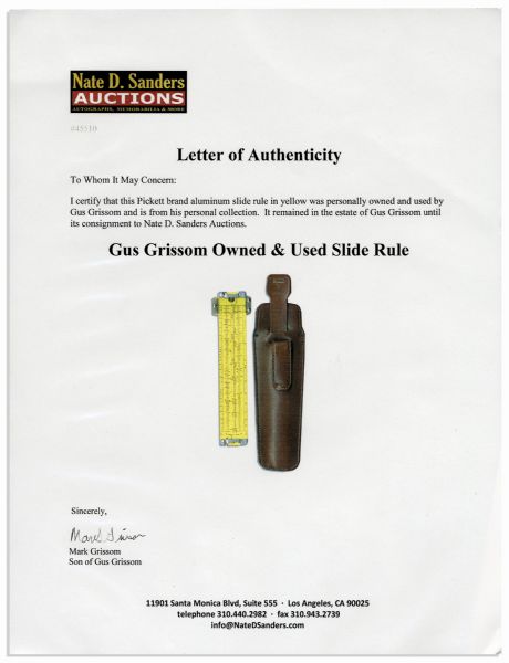 Gus Grissom's Personally Owned & Used Slide Ruler Apollo Flown Slide Rule