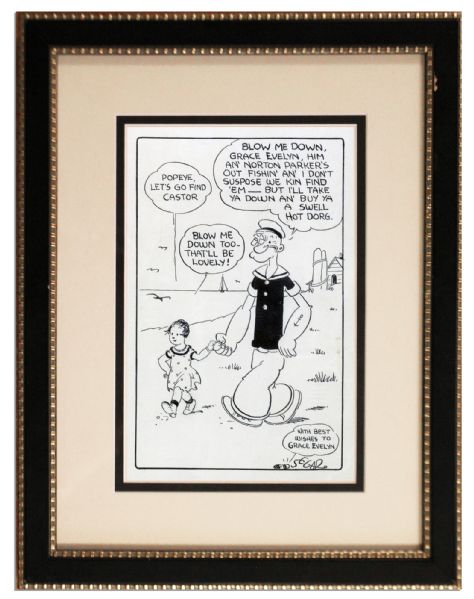 Original Elzie Segar ''Popeye'' Artwork Signed From the 1930's