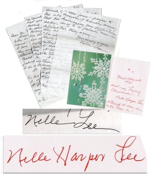 Harper Lee Autograph Letter Signed -- Along With Signed Christmas Card -- ''...all this E-Mail nonsense - forget it!...''