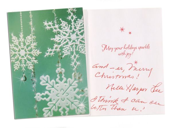 Harper Lee Autograph Letter Signed -- Along With Signed Christmas Card -- ''...all this E-Mail nonsense - forget it!...''