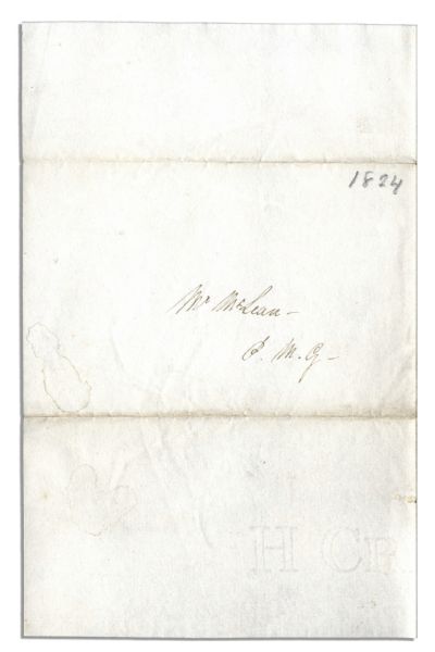 1825 Invitation to Dinner at James Monroe's White House -- Given to John McLean