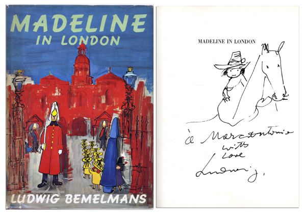 Ludwig Bemelmans ''Madeline in London'' Signed -- With Beautiful Hand Drawn Sketch of a Child on a Horse