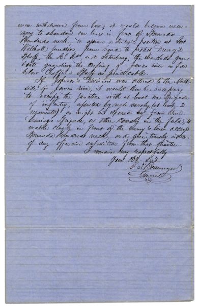 General Gustave Beauregard June 1864 Autograph Letter Signed With Additional AES -- ''...co-operate  with  Genl.  Lee  in  any  manner...towards  the  crushing  of  the  foe  in  his  front...''