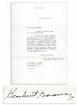 Herbert Hoover 1934 Letter Signed Regarding FDRs Controversial Gold Policy -- ...I would of course be greatly interested in the investigations...knowledge of late 1932 and early 1933...