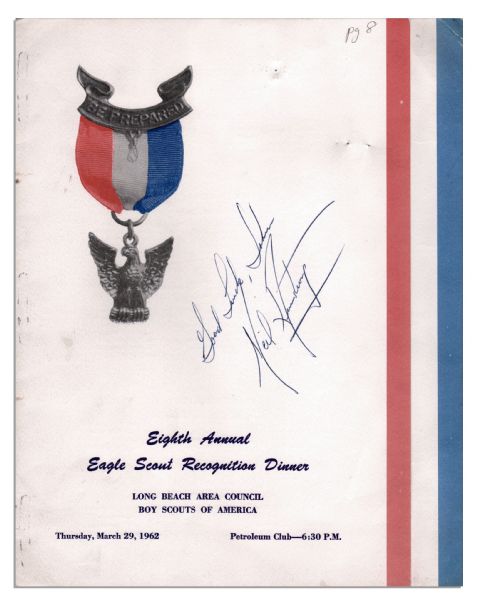 Neil Armstrong Signed Program From a 1962 Boy Scout Ceremony Where He Spoke About His Test Pilot Career Flying The X-15