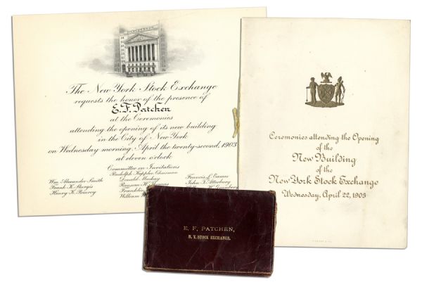 1903 Invitation & Program to the Opening of The New York Stock Exchange's New Building at 18 Broad Street