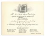 1903 Invitation & Program to the Opening of The New York Stock Exchange's New Building at 18 Broad Street