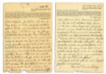 1943 Autograph Letter Signed by a Prisoner in Sachsenhausen Concentration Camp -- "…Thankfully I have received the parcel. In it there was marmalade, sugar, dough…bread and apples…"