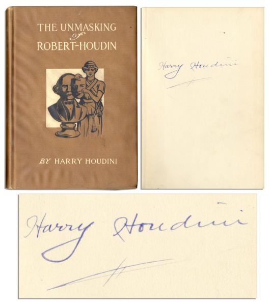 Harry Houdini's Signed 1908 Book ''The Unmasking of Robert-Houdin''