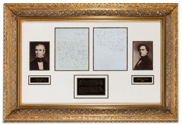Franklin Pierce Letter Signed to President James K. Polk -- ''...The sudden disbandment of the ten new Regiments has left him...without Employment...''