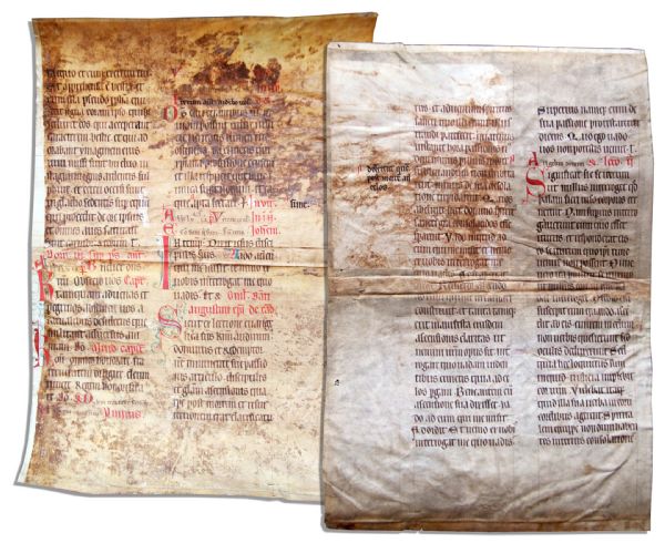 12th Century Vellum Leaf Removed From a German Breviary -- ''Third Sunday After Easter'' Printed in Latin in Romanesque Script