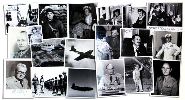 Large Collection of 19 WWII Generals Signed Photos -- Including James Van Fleet, Colonel Matt Urban & Others