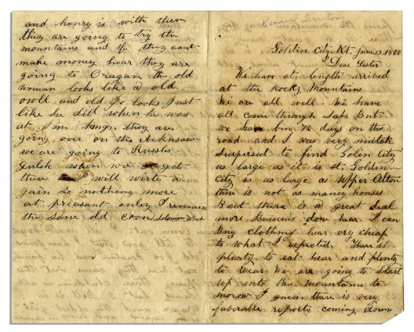 California Gold Rush Autograph Letter Signed -- ''...We are going to Start up into the mountains to morow I guess. there is very faverable reports coming down from the mountains every day...''