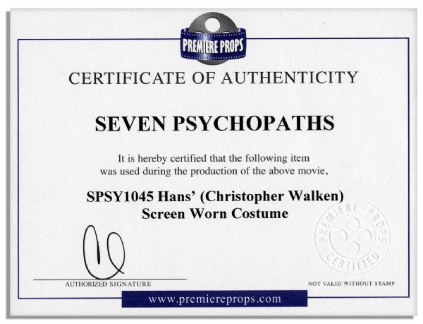 Christopher Walken Screen-Worn Seven Psychopaths Wardrobe