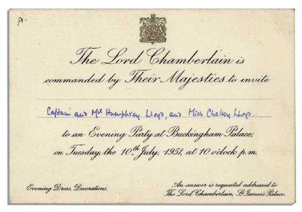 Invitation to an ''Evening Party'' at Buckingham Palace in 1951, During The Reign of King George VI