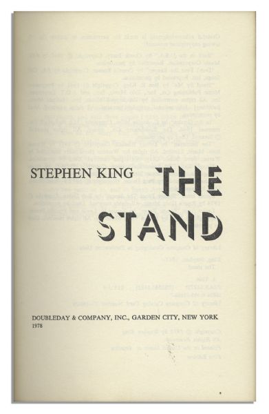 Stephen King First Edition ''The Stand'' Signed From 1979