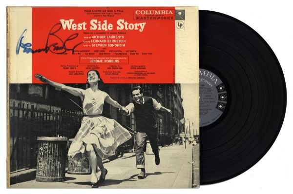Leonard Bernstein Signed ''West Side Story'' Record Cover With LP Record Included
