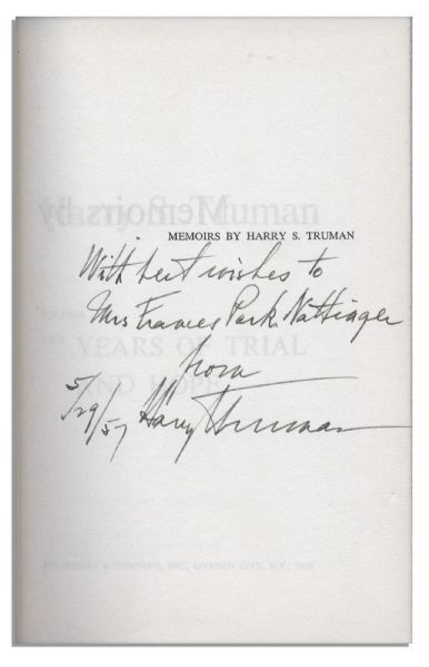 Harry S. Truman ''Memoirs'' -- Both First Edition Books of the Two-Volume Set Are Signed