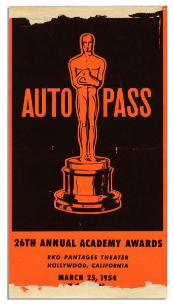 Academy Awards Program & Auto Pass From 1954 -- Only the Second Year the Ceremony Was Televised