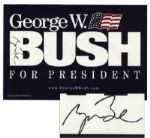 George W. Bush Signed 19 x 12.5 Presidential Campaign Poster