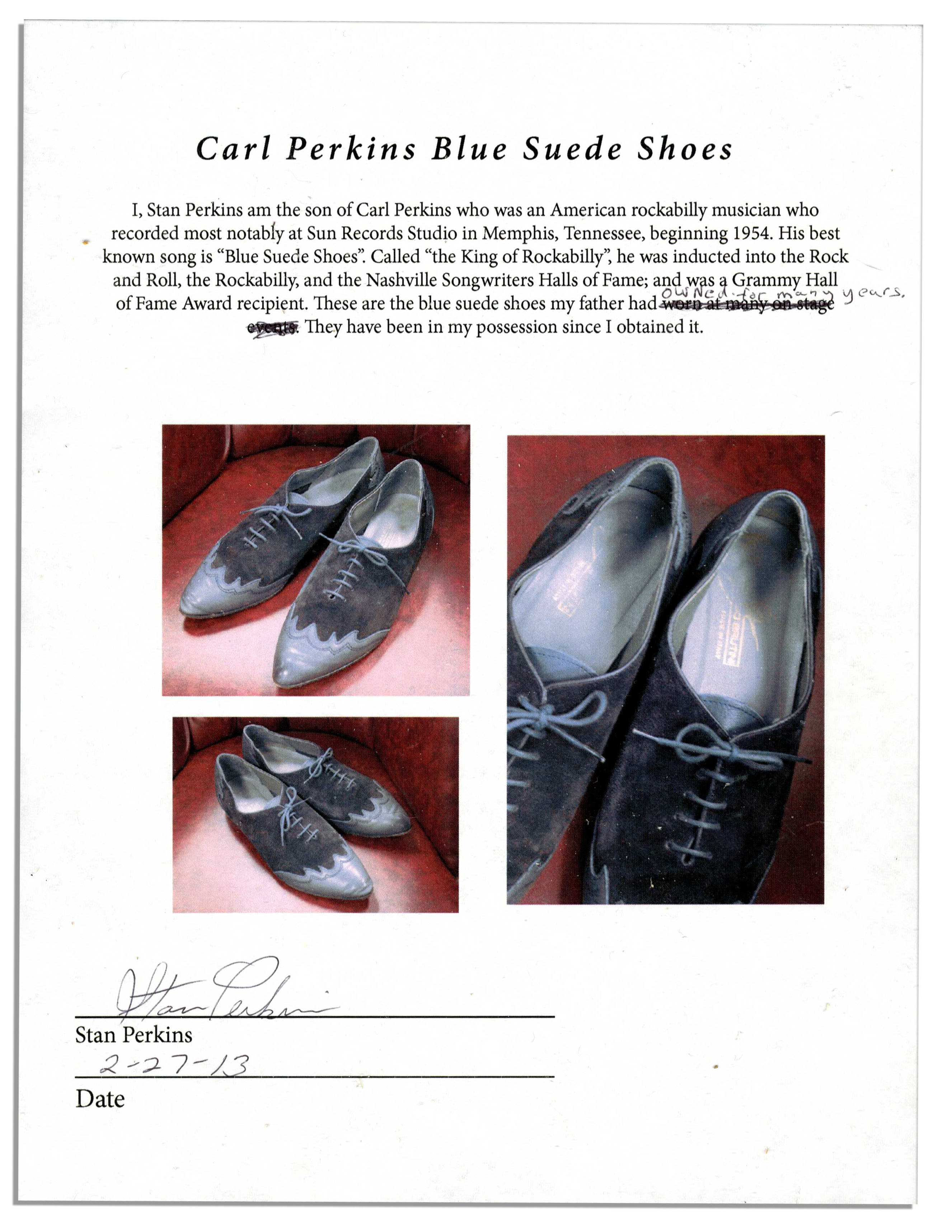 Lot Detail Blue Suede Shoes Songwriter Carl Perkins Own Pair Of Blue Suede Shoes