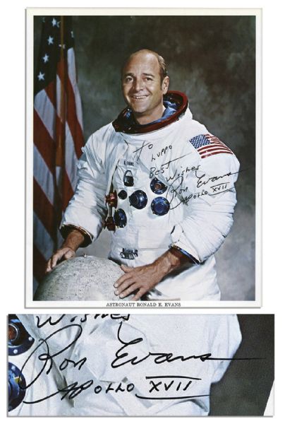 Ron Evans Signed 8'' x 10'' NASA Publicity Photo -- Fine