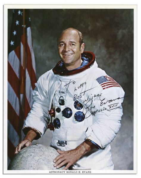 Ron Evans Signed 8'' x 10'' NASA Publicity Photo -- Fine