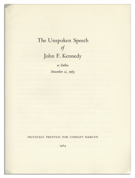 Rare Transcript of the Address John F. Kennedy Planned to Give The Night of His Assassination