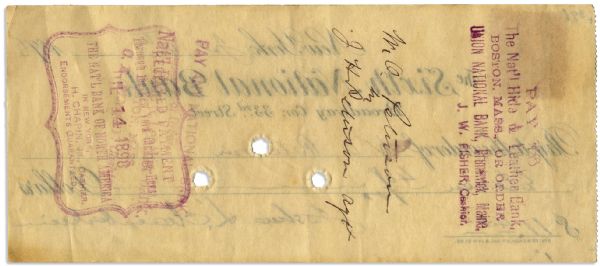 Civil War General & Gettyburg Hero Joshua Chamberlain Signed Check