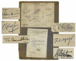 Mount Everest Team Signatures From 1953 -- Edmund Hillary, Tenzing, John Hunt, Tom Bourdillon and C.G. Wylie -- With a COA From Frasers Autographs