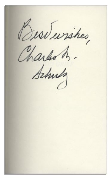 Charles Schulz Signed First Edition of His Biography ''Good Grief''