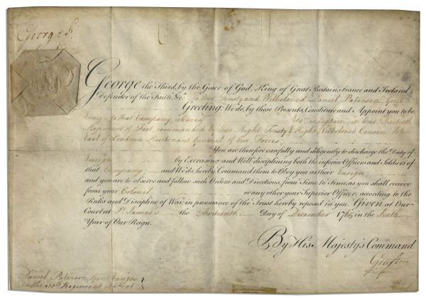 Early King George III Vellum Document Signed From 1765