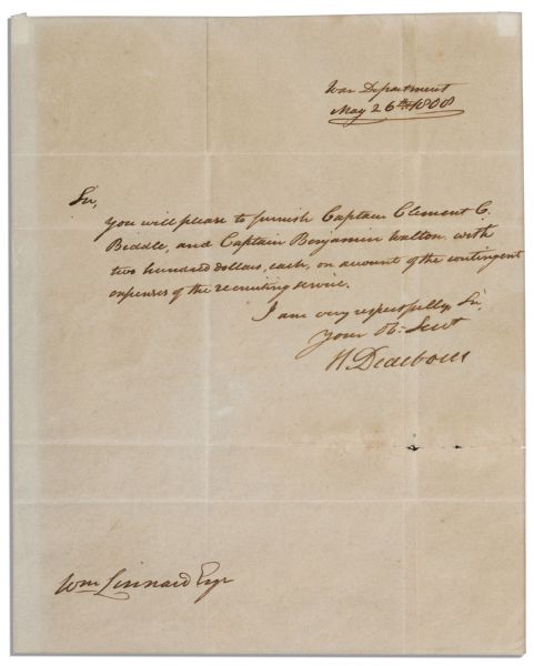 Henry Dearborn Autograph Letter Signed as Secretary of War