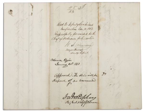 Union General William S. Rosecrans Civil War Document Signed, Dated Christmas Day of 1862 from Nashville