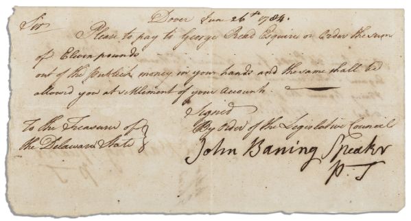 Declaration of Independence Signer George Read Signed Document